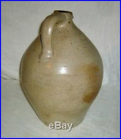 Antique Cobalt Wing Or Leaf Decorated Salt Glaze Stoneware 2 Gal Ovid Ovoid Jug