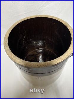 Antique Crown Salt Glaze Stoneware 4 Gallon Crock 2 Tone Brown/Beige VGUC