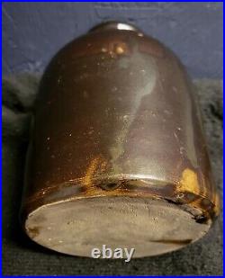 Antique Dark Brown Drip Glazed Jar Crock Vase Primitive Stoneware Unknown Maker