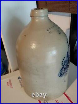 Antique E & L P NORTON, Bennington VT. 2 gallon Stoneware Jug withcobalt motif