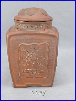 Antique Early 20th Century Yixing Pottery Stoneware Tea Caddy