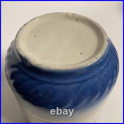 Antique Early Blue White Gold AE Hull Salt Glaze Stoneware Rice Canister & Lid