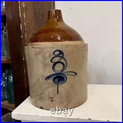 Antique Early Lazy Eight Two-Tone 3 Gallon Stoneware Jug