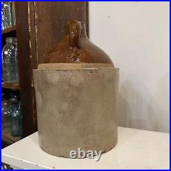 Antique Early Lazy Eight Two-Tone 3 Gallon Stoneware Jug