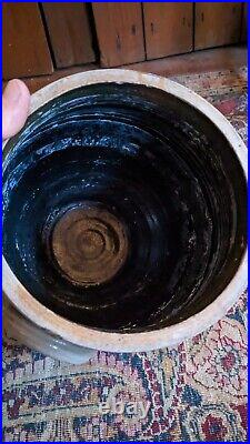 Antique Early Stoneware 19th C Salt Glazed Cobalt Blue Ovoid Crock Jar 8.75