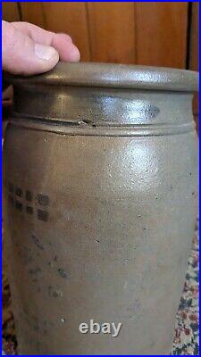 Antique Early Stoneware Hamilton Jones PA Cobalt Blue Striper Crock Jar 10