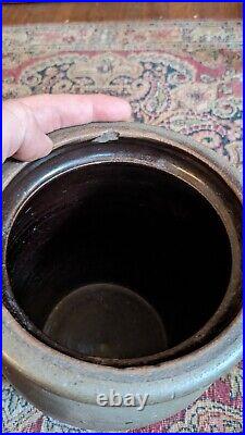 Antique Early Stoneware Hamilton Jones PA Cobalt Blue Striper Crock Jar 10