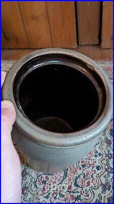 Antique Early Stoneware Hamilton Jones PA Cobalt Blue Striper Crock Jar 10