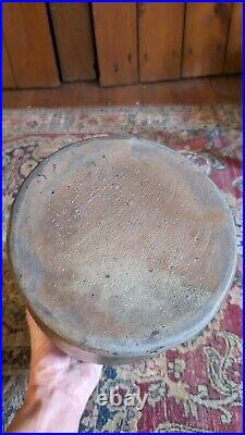 Antique Early Stoneware Hamilton Jones PA Cobalt Blue Striper Crock Jar 10