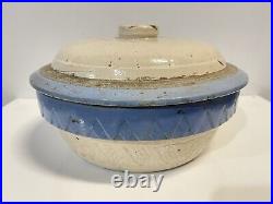 Antique Electric Scientific Salt Glaze Stoneware Crock Bowl With Lid