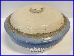 Antique Electric Scientific Salt Glaze Stoneware Crock Bowl With Lid