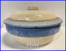 Antique Electric Scientific Salt Glaze Stoneware Crock Bowl With Lid