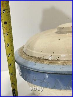 Antique Electric Scientific Salt Glaze Stoneware Crock Bowl With Lid