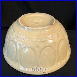 Antique Embossed Yellowware Stoneware Pottery Batter Bowl Pitting 11.5D
