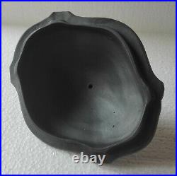 Antique English Black Basalt Porcelain Sugar Bowl Cloak Woman Finial