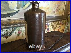 Antique English Brown Stoneware Jug Circa 1900 Marking New Label 9 in Pour Spout