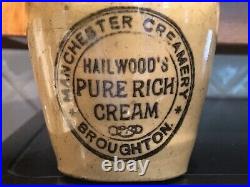 Antique English Cream Advertising Jar Stoneware Circa 19thC Manchester Creamery