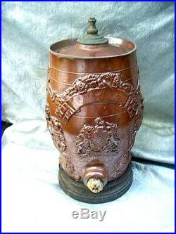 Antique English Doulton Stoneware Spirits Ale Whiskey Barrel/keg-knights & Lions