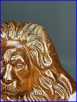 Antique English Pottery Stoneware Saltglaze 17 Lion Figure Mantle Piece c. 1830