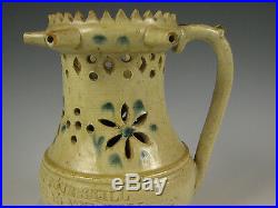 Antique English Pottery or Stoneware Puzzle Jug