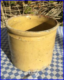 Antique FRENCH CONFIT Jam Pot POTTERY Jar Yellow Stoneware Crock Conserving