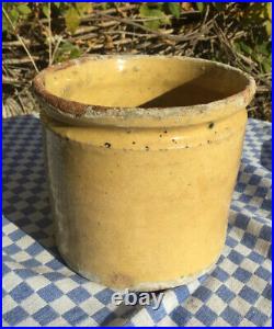 Antique FRENCH CONFIT Pot POTTERY Jar Yellow Stoneware Crock Earthenware Mustard