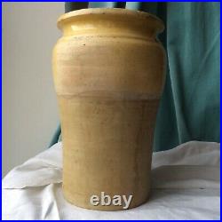 Antique FRENCH POTTERY Pot Conserving Yellow Jar Stoneware CONFIT Earthenware