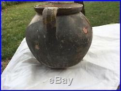 Antique FRENCH Pot Au CONFIT POTTERY Jar Red-ware Stoneware Crock Earthenware