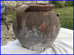 Antique FRENCH Pot Au CONFIT POTTERY Jar Red-ware Stoneware Crock Earthenware