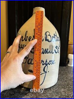 Antique Forbes & Botbyl 2 Gallon Stoneware Script Advertising Jug