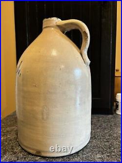 Antique Forbes & Botbyl 2 Gallon Stoneware Script Advertising Jug