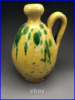 Antique French Art Pottery Confit Pot Jug Pitcher Glaze Terracotta Stoneware