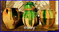 Antique French Art Pottery Stoneware Pot Confit Earthenware Provence Pitcher