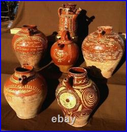 Antique French Confit Pottery Pot Gargoulette Glaze Pitcher Vessel Earthenware