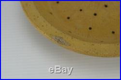 Antique French Mielle Pottery Yellow Ware Perforated Pie Pan Dish