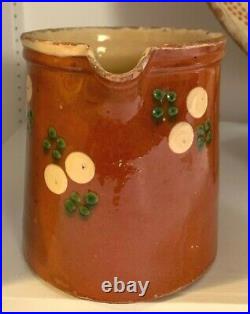 Antique French Pot Pottery Confit Stoneware Terracotta Pitcher Jug Jar Redware