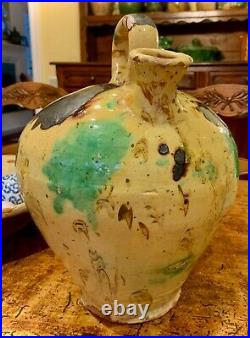 Antique French Pottery Earthenware Stoneware Glaze Confit Large Gargoulette
