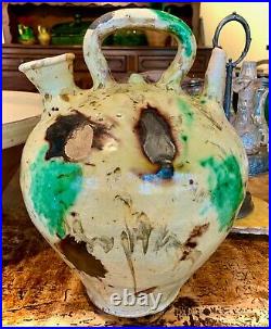 Antique French Pottery Pot Confit Jaspe Terracotta Redware Jug Redware Vessel