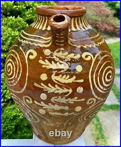 Antique French Pottery Pot Confit Jaspe Terracotta Redware Jug Redware Vessel