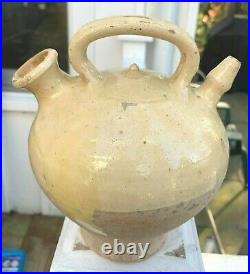 Antique French Pottery Pot Confit Stoneware Jug Gargoulette Earthenware Vessel