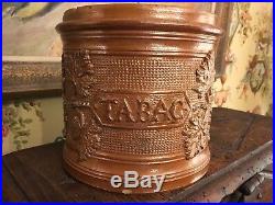 Antique French Salt Glazed Stoneware Pottery Tabac Tobacco Jar Charles Faudree