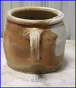 Antique French Stoneware Farmhouse Crock Confit Pot 19th Century Earthenware