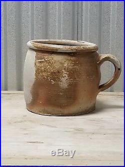 Antique French Stoneware Farmhouse Crock Confit Pot 19th Century Earthenware