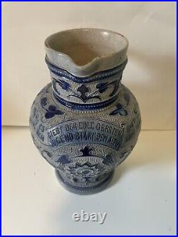 Antique German Salt Glazed Stoneware Jug