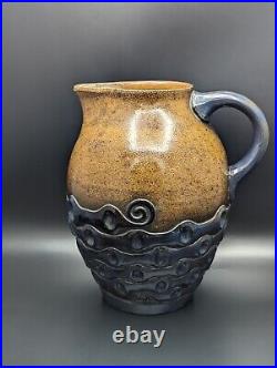 Antique German Stoneware Salt Glaze Pitcher Art Ceramic #3029