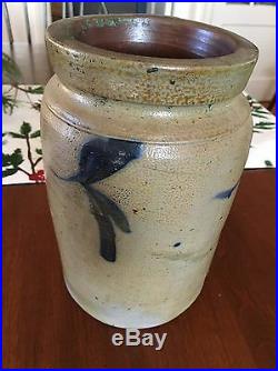 Antique Gray And Blue Stoneware Crock