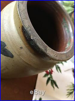 Antique Gray And Blue Stoneware Crock