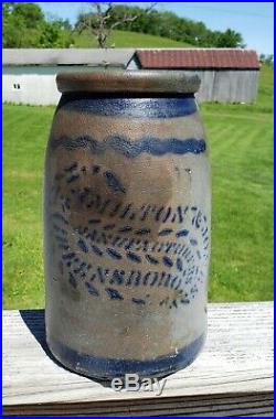 Antique Hamilton Jones 19th Century Blue Colbalt Salt Glazed Stoneware