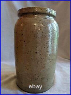 Antique Hand-Made Salt Glazed Stoneware Crock, H 9-1/2 Dia. 5-5/8