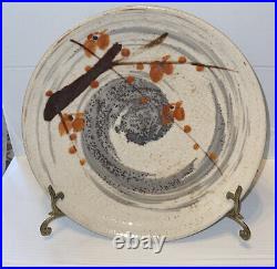Antique Heavy Studio Art crackle pottery Kohiki stoneware platter RAKU 12